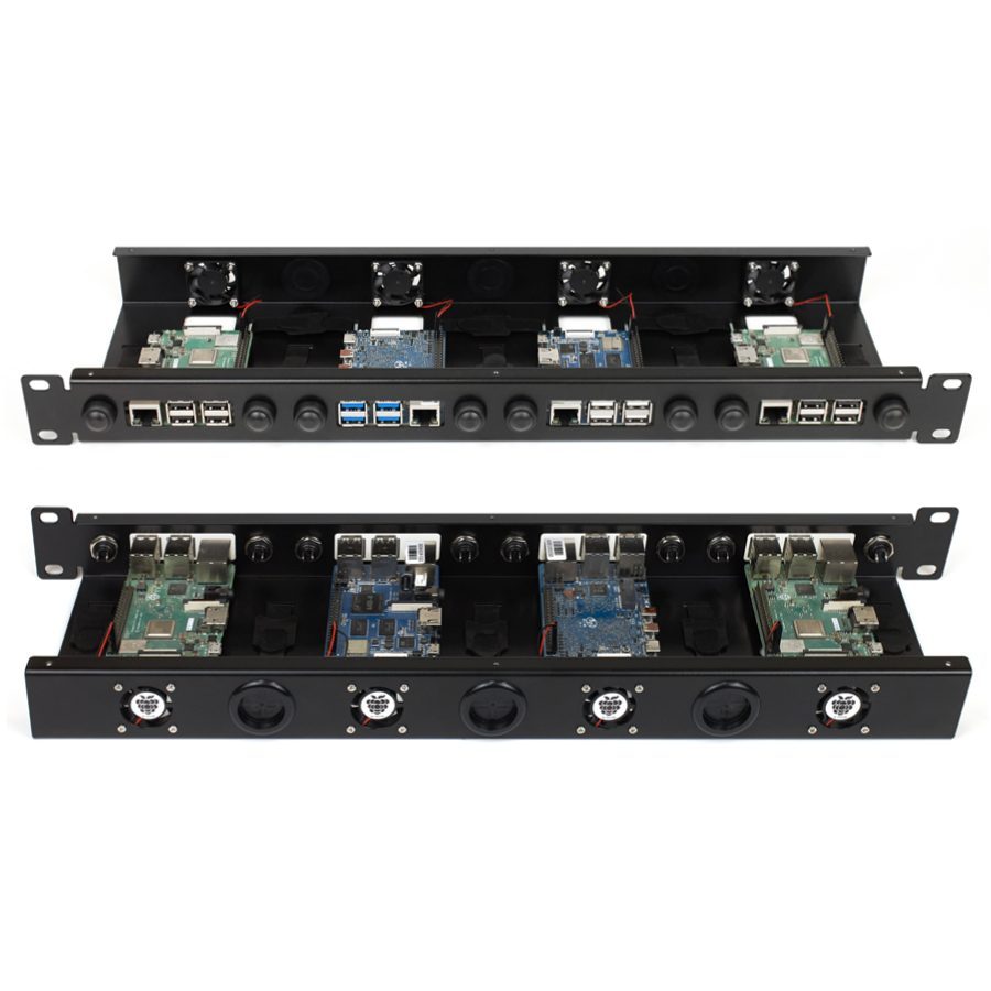 Корпус Eruscus Blade — четыре платы Raspberry Pi и Banana Pi установлены в стойке